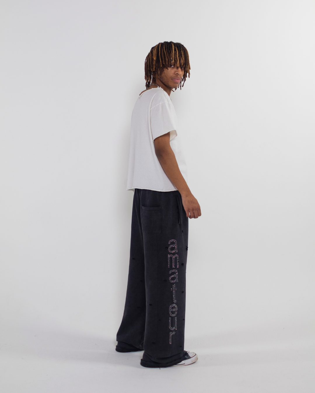 Distressed Rhinestone Sweats