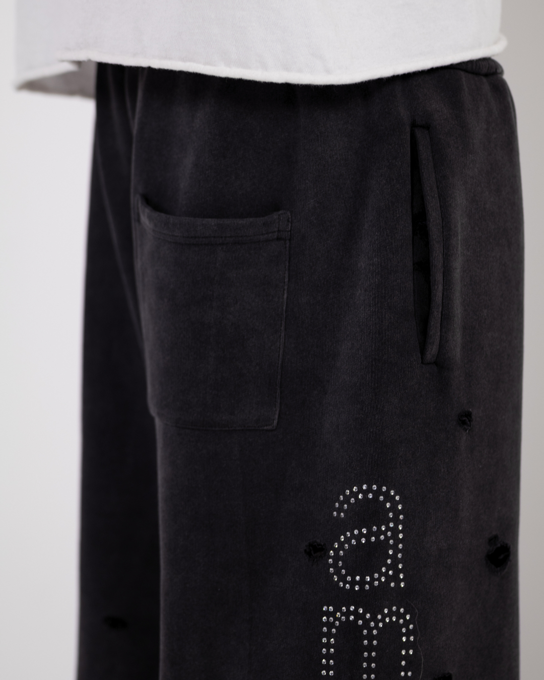 Distressed Rhinestone Sweats