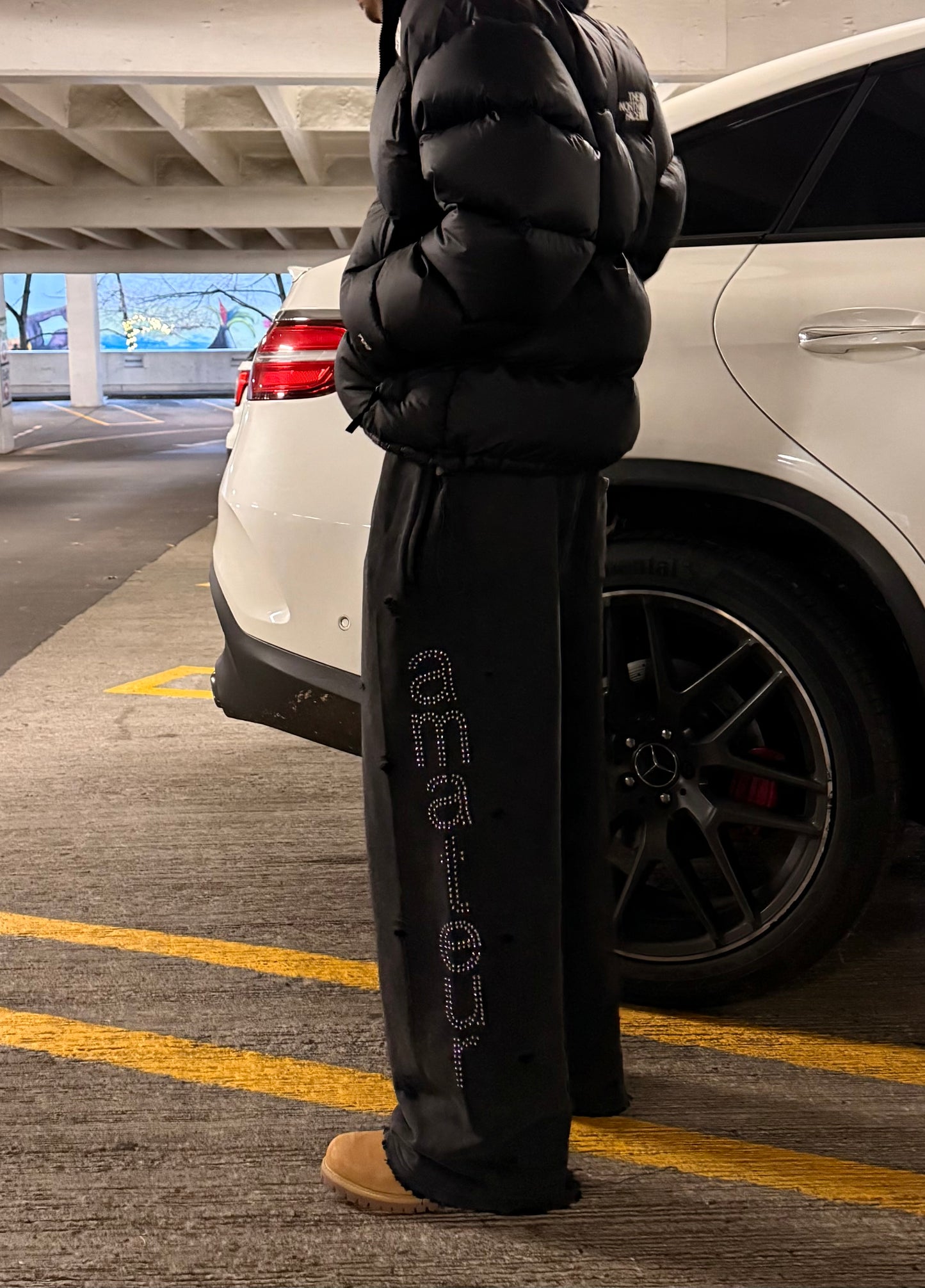 Distressed Rhinestone Sweats