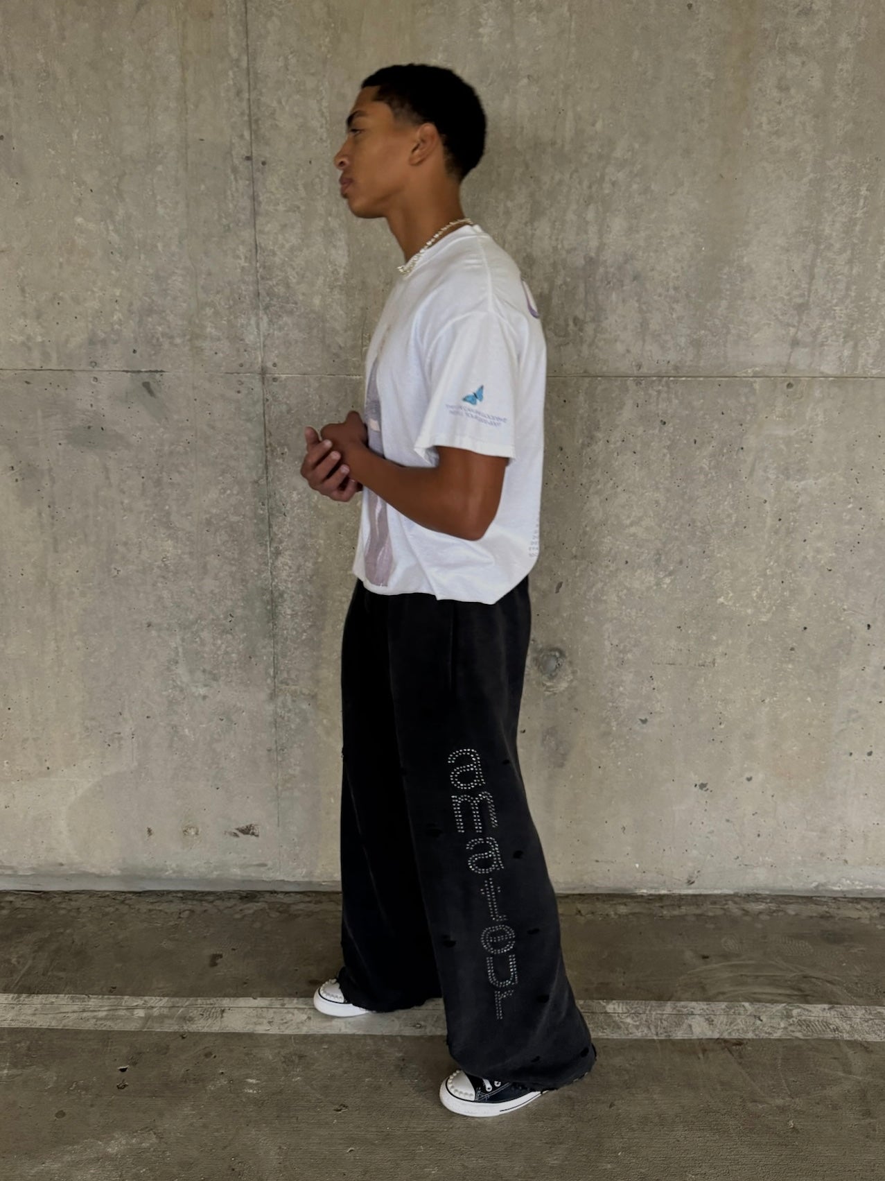 Distressed Rhinestone Sweats